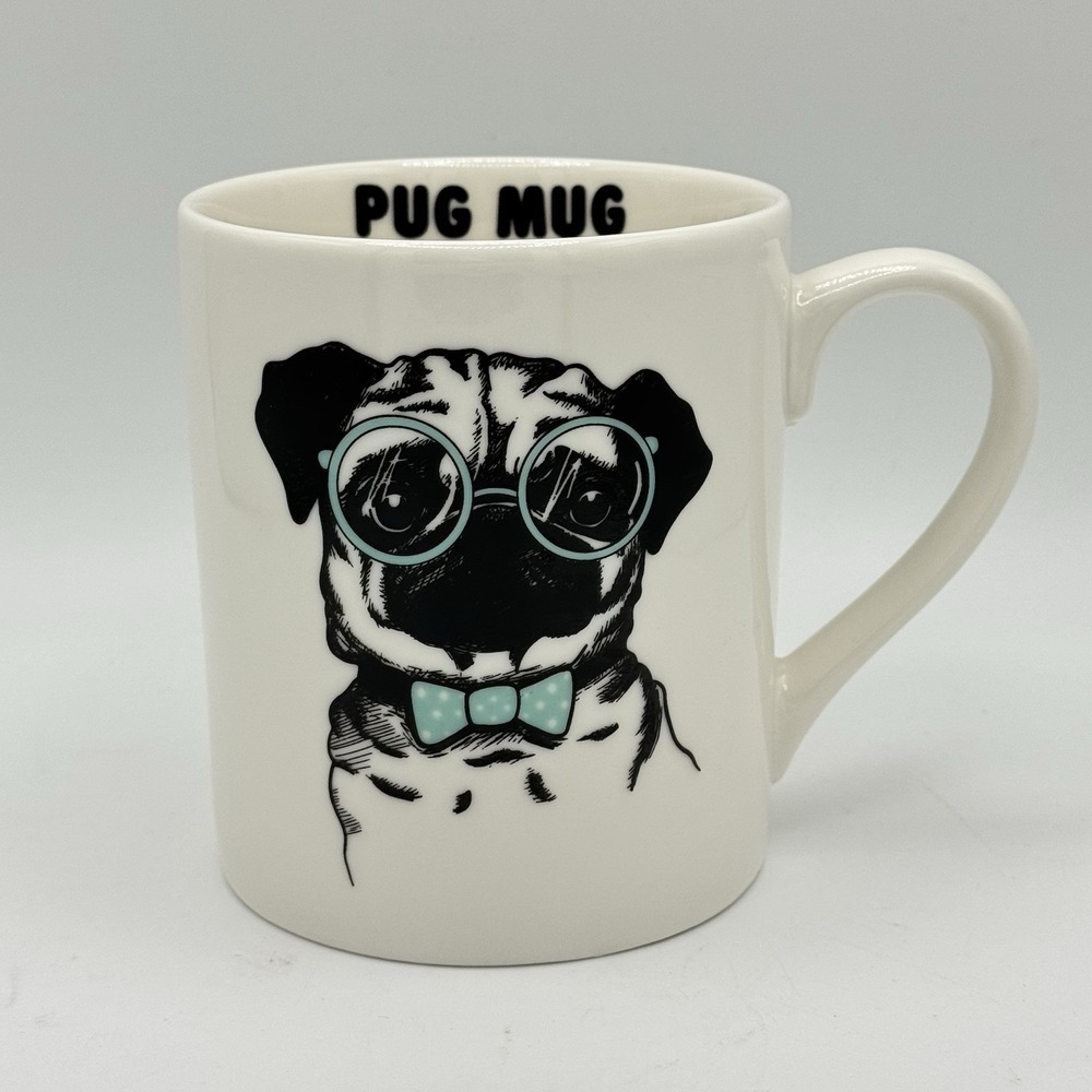 Winifred &‎ Lily "Pug Mug" Ceramic Coffee Mug Cute Dog Graphic Dishwasher Safe